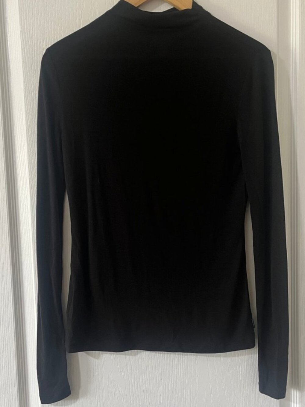 Calvin Klein Womens Mock Neck Black Sheer Long Sleeve Shirt Size Small